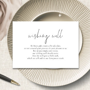 Minimalist Script Black White Wedding Wishing Well Enclosure Card