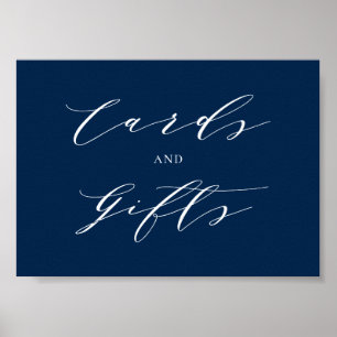Minimalist Script Blue Wedding Cards and Gifts Poster