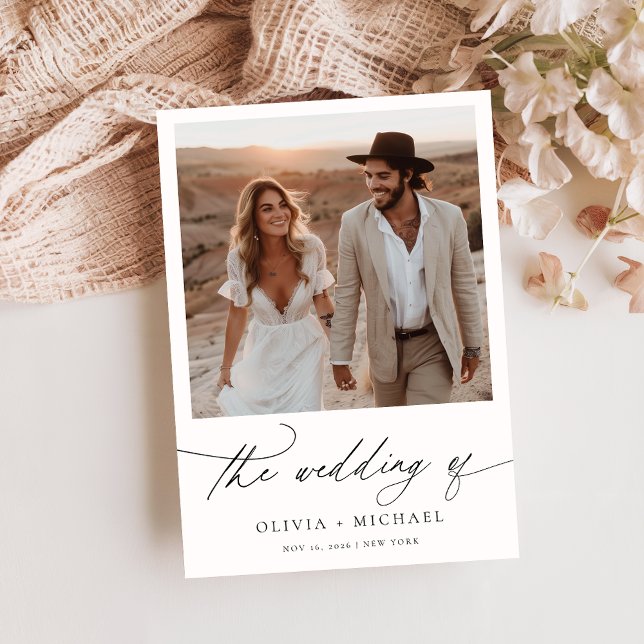 Minimalist Script Boho Photo Wedding Invitation (Creator Uploaded)
