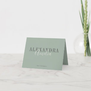Minimalist Script Boho Sage Green Custom Business Thank You Card