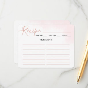 Minimalist Script Bridal Shower Recipe Card. Enclosure Card