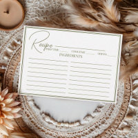 Minimalist Script Bridal Shower Recipe Card.