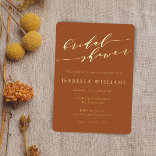 Minimalist Script Bridal Shower Terracotta Gold 