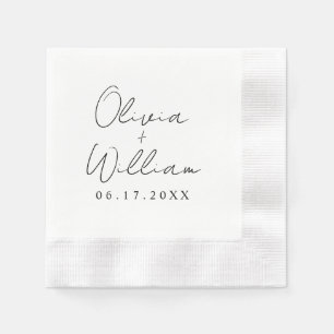 Minimalist Script Bride Groom Names Napkin
