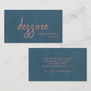 Minimalist Script Burnt Sienna Dusty Blue Business Card