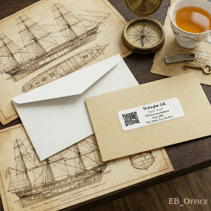 Minimalist Script Business QR Code White Address Label