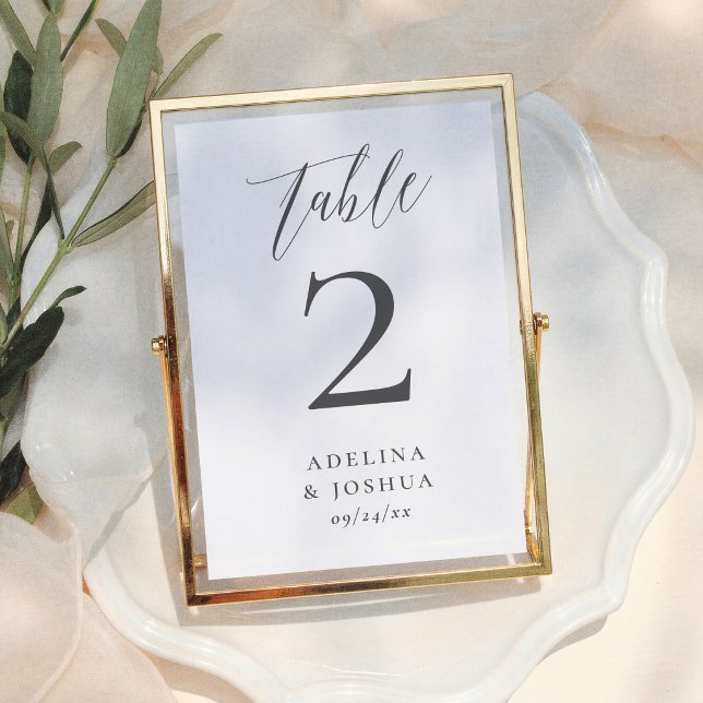 Minimalist Script Calligraphy Elegant Wedding Table Number (Creator Uploaded)