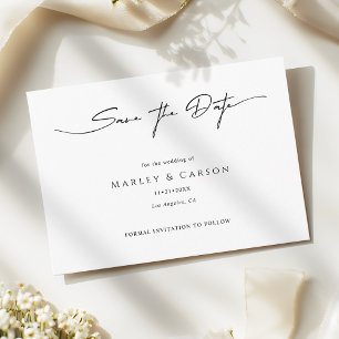 Minimalist Script Calligraphy Modern Wedding Save The Date