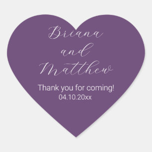 Minimalist Script Calligraphy Purple Favours Heart Sticker