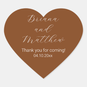 Minimalist Script Calligraphy Terracotta Favours Heart Sticker