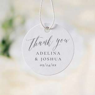 Minimalist Script Calligraphy Thank You Wedding Favour Tags