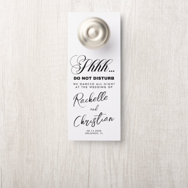 Minimalist Script Calligraphy Wedding Guest Door Hanger (On Knob)