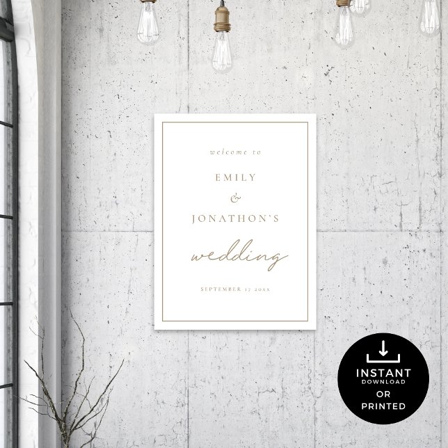  Minimalist Script Champagne Gold Welcome Wedding Poster (insitu)