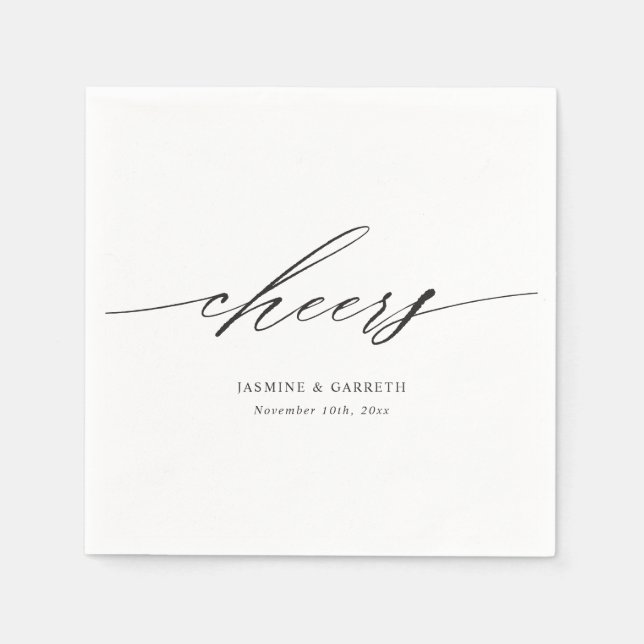 Minimalist Script Cheers Wedding Paper Napkin (Front)