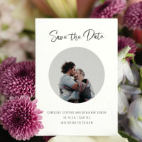 Minimalist Script Circle Photo Wedding Couple