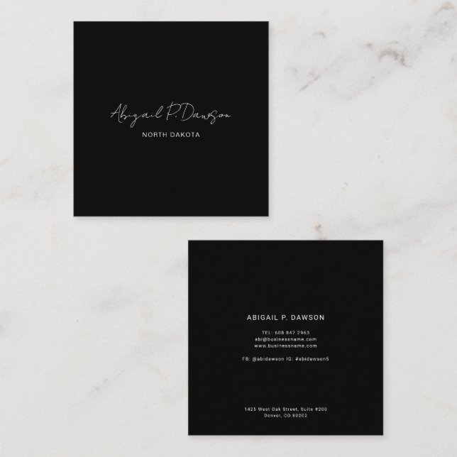Minimalist Script Company Corporate Custom Square  Business Card (Front/Back)