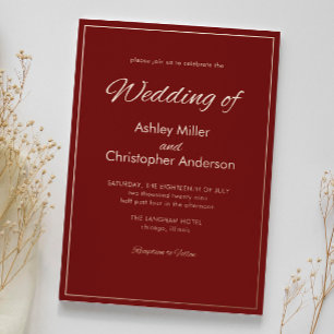 Minimalist Script Crimson Red Wedding