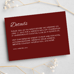 Minimalist Script Crimson Red Wedding Enclosure Card