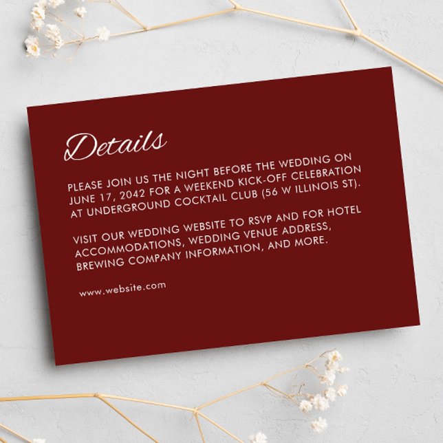 Minimalist Script Crimson Red Wedding Enclosure Card (Creator Uploaded)