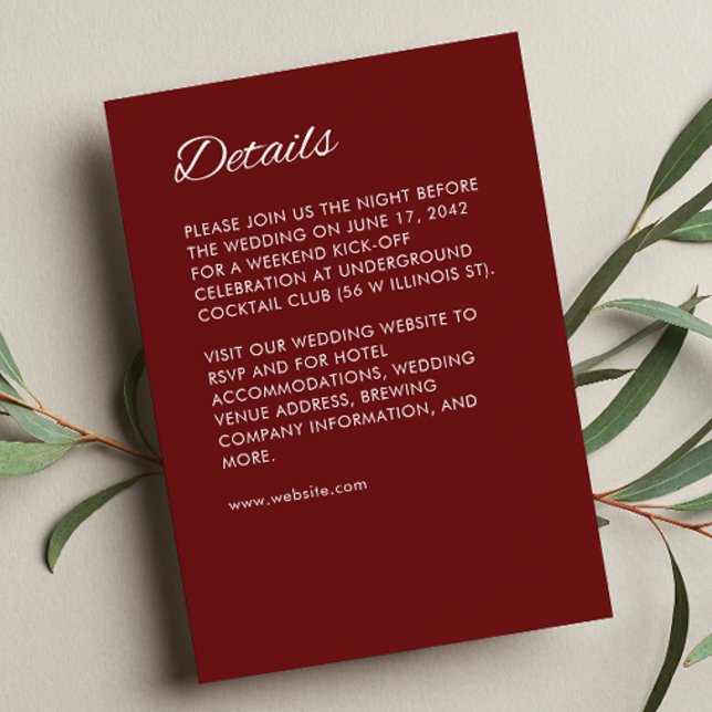 Minimalist Script Crimson Red Wedding Enclosure Card (Creator Uploaded)