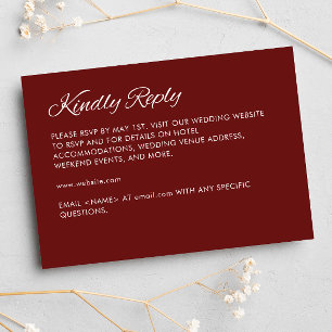 Minimalist Script Crimson Red Wedding RSVP Card