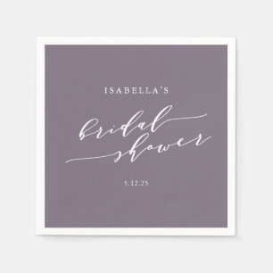 Minimalist Script Custom Bridal Shower Plum Purple Napkin