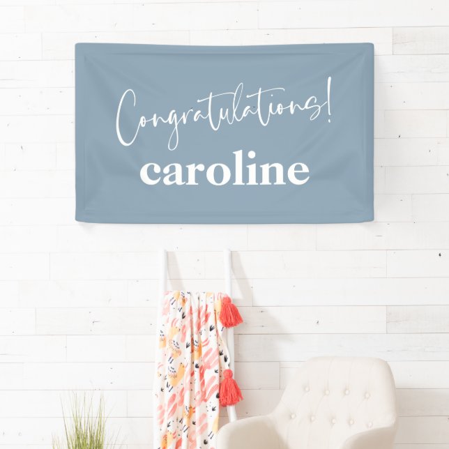 Minimalist Script Custom Congratulation Dusty Blue Banner (Insitu)