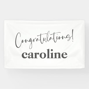 Minimalist Script Custom Congratulation White Banner