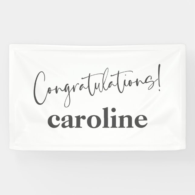 Minimalist Script Custom Congratulation White Banner (Horizontal)