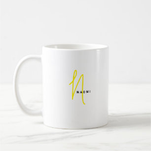 Minimalist Script Custom Monogram and Name Coffee Mug