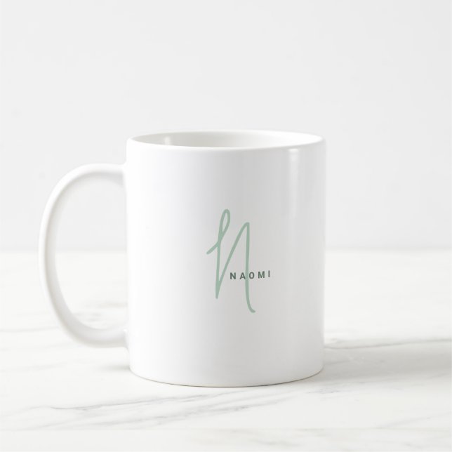 Minimalist Script | Custom Monogram and Name Coffee Mug (Left)