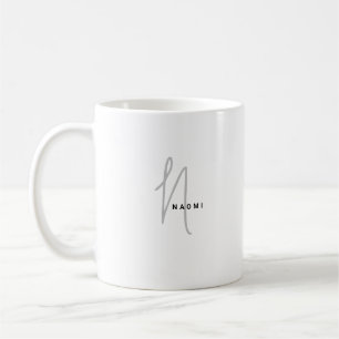 Minimalist Script   Custom Monogram and Name Coffee Mug