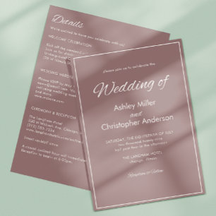 Minimalist Script Dusty Rose All-in-One Wedding Invitation