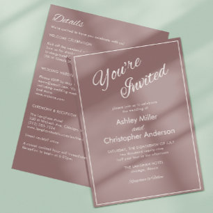 Minimalist Script Dusty Rose All-in-One Wedding Invitation