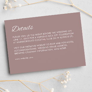 Minimalist Script Dusty Rose Wedding Enclosure Card