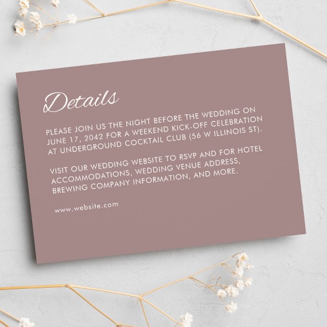Minimalist Script Dusty Rose Wedding Enclosure Card (Creator Uploaded)