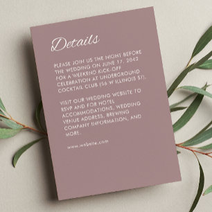 Minimalist Script Dusty Rose Wedding Enclosure Card