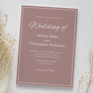 Minimalist Script Dusty Rose Wedding Invitation