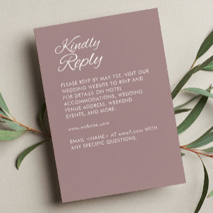 Minimalist Script Dusty Rose Wedding RSVP Card