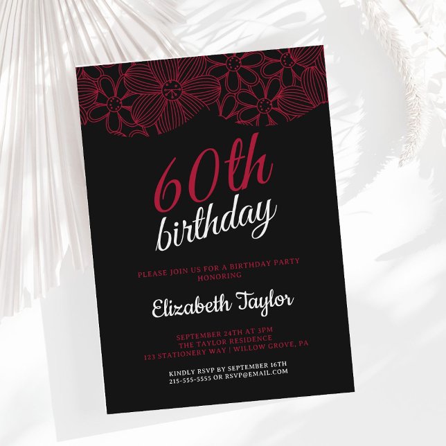 Minimalist Script Elegant 60th Birthday Party Invi Invitation (Creator Uploaded)