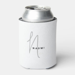 Minimalist Script   Elegant Monogram and Name Can Cooler