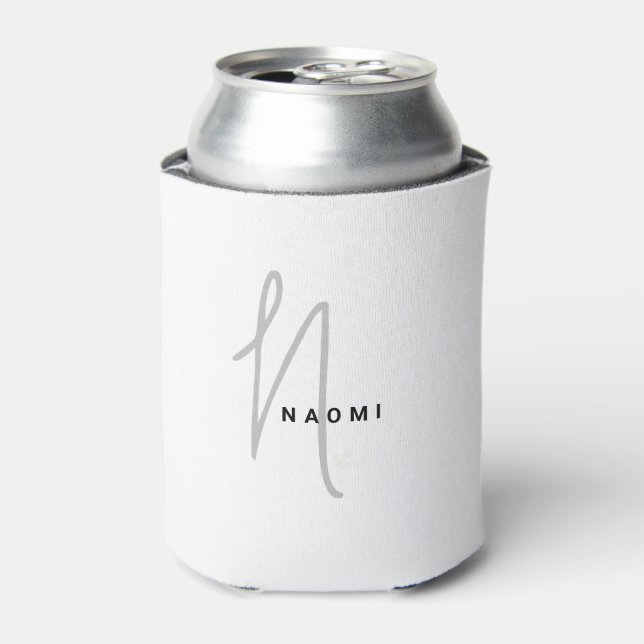 Minimalist Script | Elegant Monogram and Name Can Cooler (Can Front)