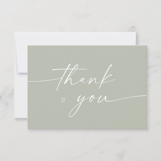 Minimalist Script Elegant Thank You Card (Front)