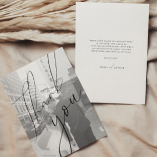 Minimalist Script Flat Photo Thank You Card