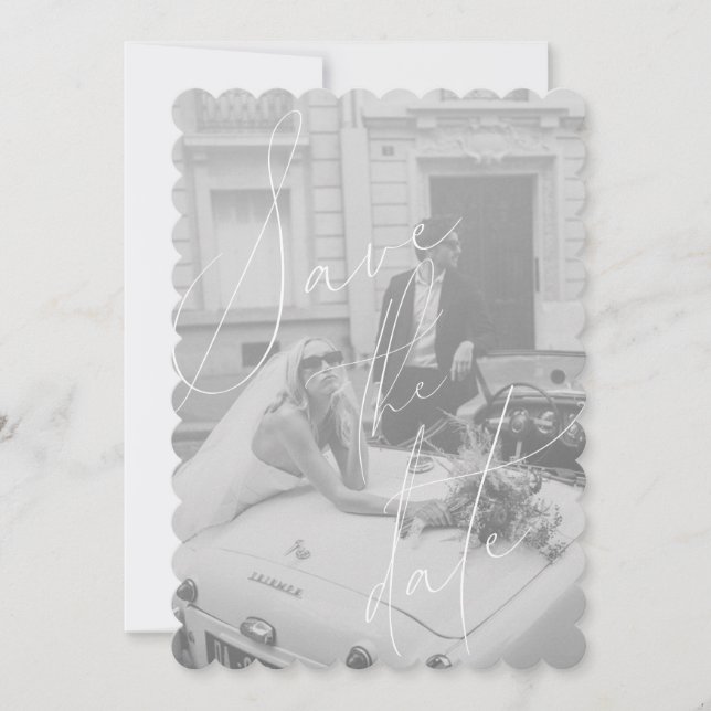 Minimalist Script Flat Save the date Card (Front)