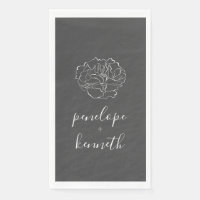 Minimalist Script Flower Black and White Wedding