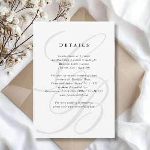Minimalist Script Font Monogram Elegant Wedding RSVP Card