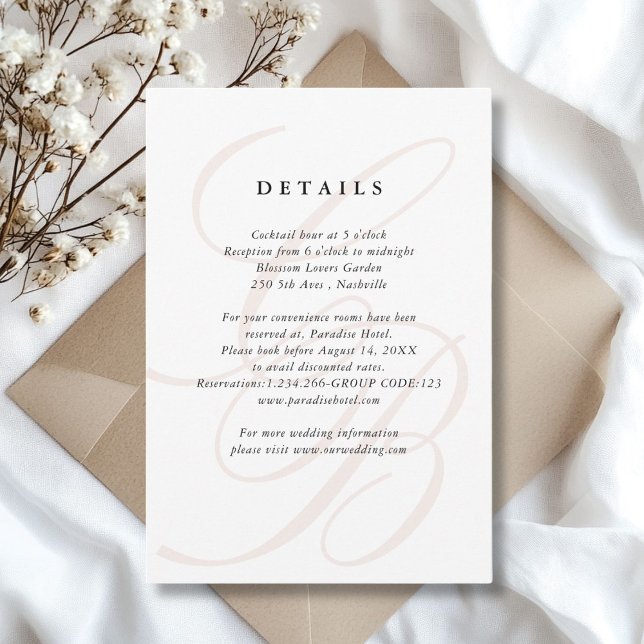 Minimalist Script Font Monogram | Elegant Wedding RSVP Card (Minimalist Script Font Monogram | Elegant Wedding White RSVP Card)