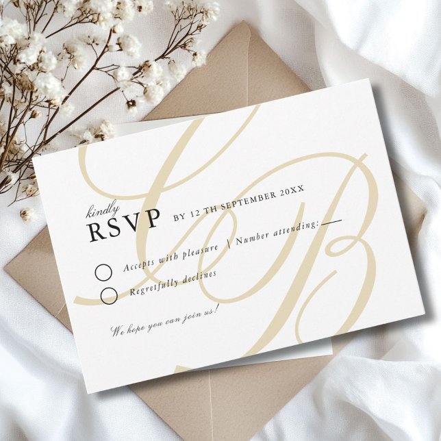 Minimalist Script Font Monogram | Elegant Wedding RSVP Card (Creator Uploaded)