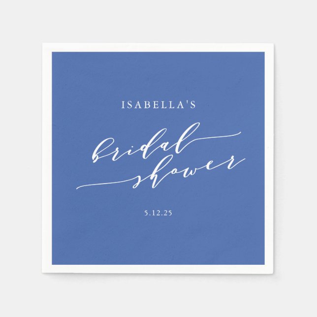 Minimalist Script French Blue Custom Bridal Shower Napkin (Front)
